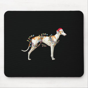 Whippet Dog Santa Claus Hat Weihnachtslicht Mousepad