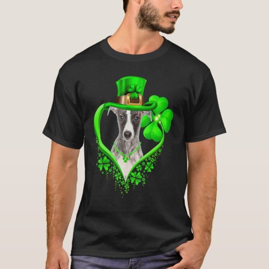 Whippet Dog St Patricks Day Lover Irish Shamrock T-Shirt (Vorderseite)