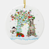 Whippet Dog Xmas Tree Lighting | WEIHNACHTSMANNMÜT Keramik Ornament (Vorne)
