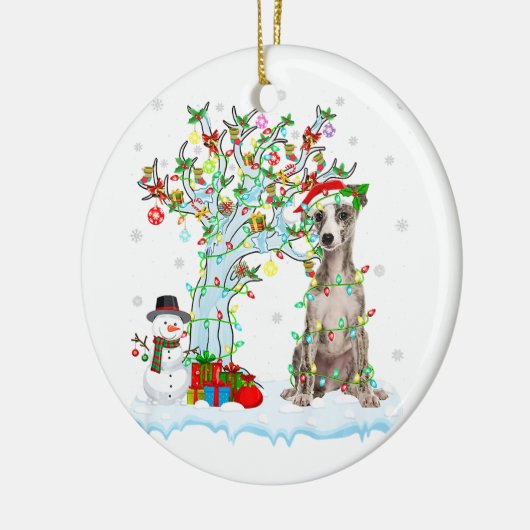 Whippet Dog Xmas Tree Lighting | WEIHNACHTSMANNMÜT Keramik Ornament (Links)