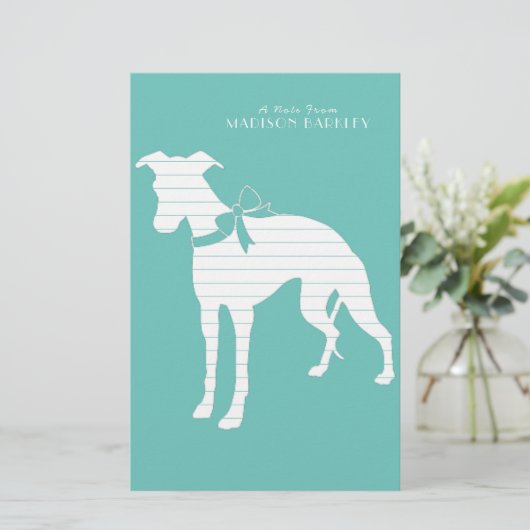Whippet Doppy Briefpapier (Stehend Vorderseite)