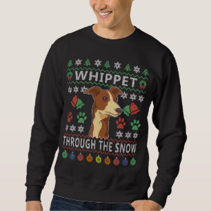 Whippet durch den Schnee hässlich Weihnachten Sweatshirt