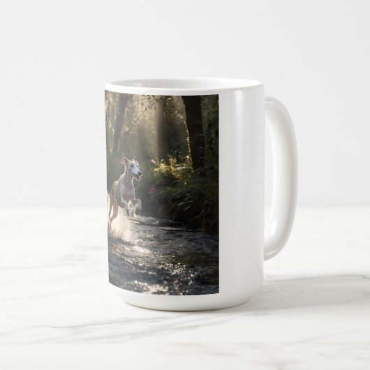 Whippet Elegante Kaffee Tasse (VorderseiteRechts)