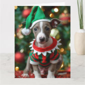 Whippet Elf Puppy Christmas Card Karte (Vorderseite)