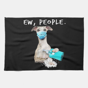Whippet Ew Leute, die eine Gesichtsmaske tragen Geschirrtuch