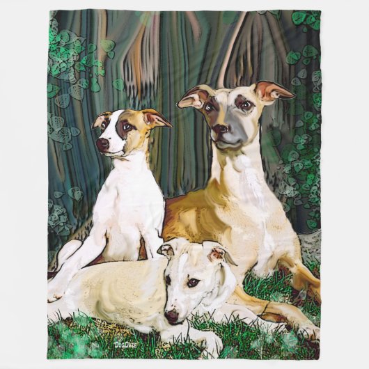 Whippet Family Blanket Fleecedecke (Vorderseite)