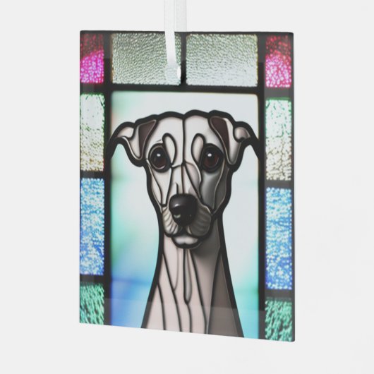 Whippet "Festes Glas" Ornament Aus Glas (Vorderseite links)