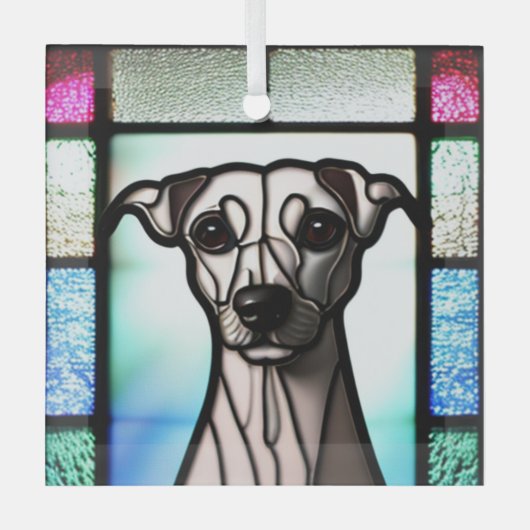 Whippet "Festes Glas" Ornament Aus Glas (Vorderseite)