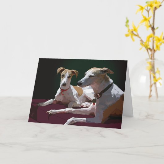 whippet Freunde Karte (Gelbe Blume)