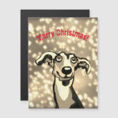 Whippet Frohe Weihnachten Magnetkarte (Vorne/Hinten)