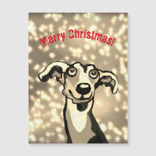 Whippet Frohe Weihnachten Magnetkarte