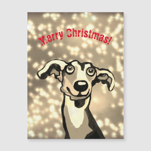 Whippet Frohe Weihnachten Magnetkarte (Vorderseite)