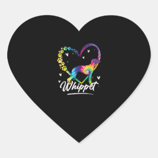 Whippet Gefärbte Krawatte Rainbow Dog Lover T - Sh Herz-Aufkleber