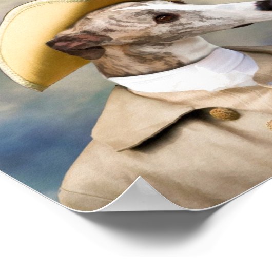 Whippet Gentleman Print Poster (Ecke)