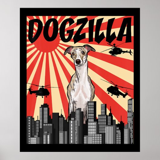 Whippet-Geschenk | lustige japanische Dogzilla-Pei Poster (Vorne)