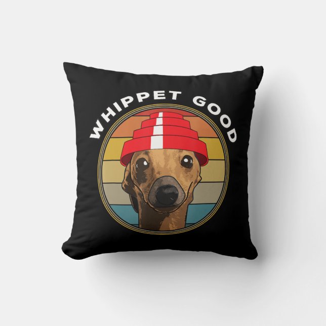 Whippet Good Funny 80er Music Dog Design Kissen (Vorderseite)