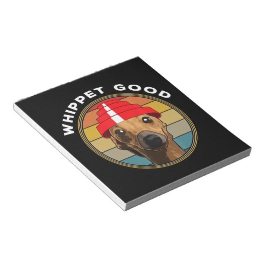Whippet Good Funny 80er Music Dog Design Notizblock (angewinkelt)