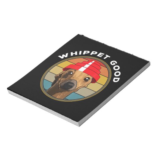 Whippet Good Funny 80er Music Dog Design Notizblock (Rotiert)
