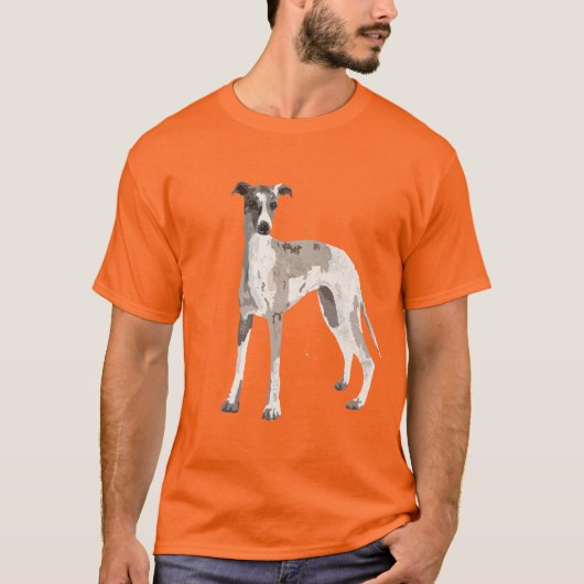 Whippet grau-weiß T-Shirt (Vorderseite)