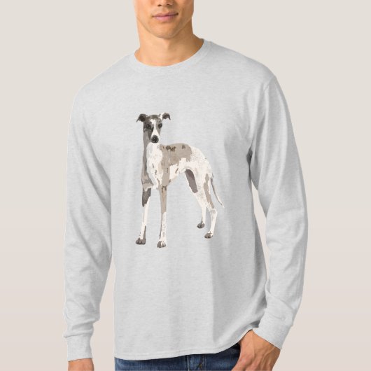 Whippet grau-weiß T-Shirt (Vorderseite)