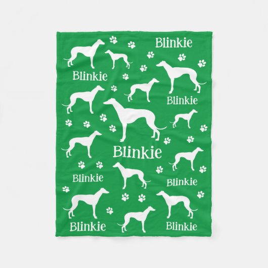 Whippet Green Personalisiert Dog Blanket Fleecedecke (Vorderseite)