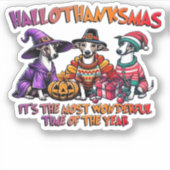 Whippet Halloween Thanksgiving Christmas Oversized Aufkleber (Vorderseite)