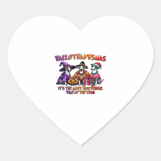 Whippet Halloween Thanksgiving Christmas Oversized Herz-Aufkleber (Vorderseite)