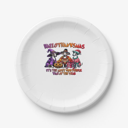 Whippet Halloween Thanksgiving Christmas Oversized Pappteller (Vorderseite)