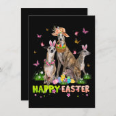 Whippet Happy Oster Bunny Egg Ostern Geschenk Kind Einladung (Vorne/Hinten)