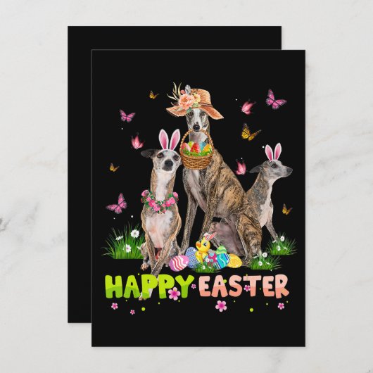 Whippet Happy Oster Bunny Egg Ostern Geschenk Kind Einladung (Vorne/Hinten)