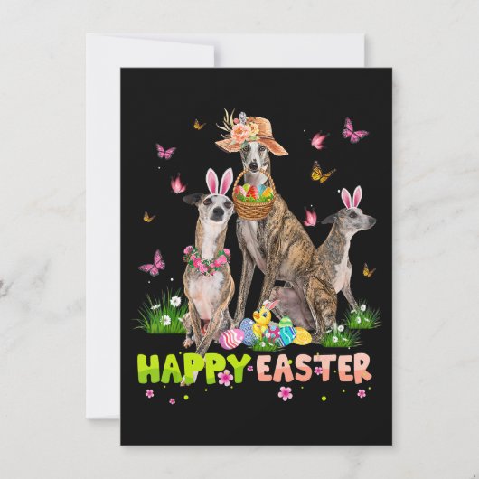 Whippet Happy Oster Bunny Egg Ostern Geschenk Kind Einladung (Vorderseite)