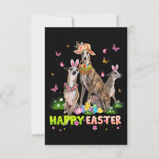 Whippet Happy Oster Bunny Egg Ostern Geschenk Kind Einladung (Vorderseite)