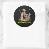 Whippet Happy Oster Bunny Egg Ostern Geschenk Kind Runder Aufkleber (Tasche)