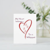 Whippet Heart Belongs Postkarte (Stehend Vorderseite)