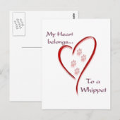 Whippet Heart Belongs Postkarte (Vorne/Hinten)