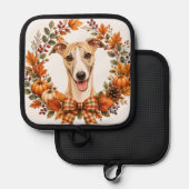 Whippet-Herbstkranz Topflappen (Vorderseite/Rückseite)