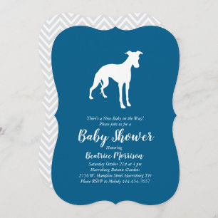 Whippet Hund Baby Dusche Boy Blue Einladung