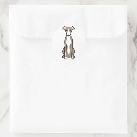 Whippet Hund Cartoon Runder Aufkleber (Tasche)