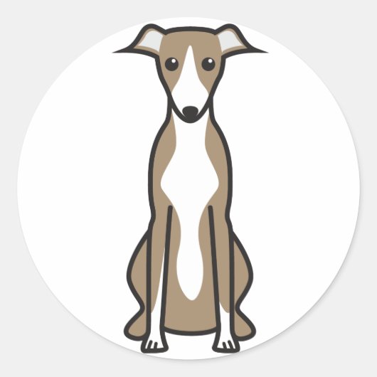 Whippet Hund Cartoon Runder Aufkleber (Vorderseite)