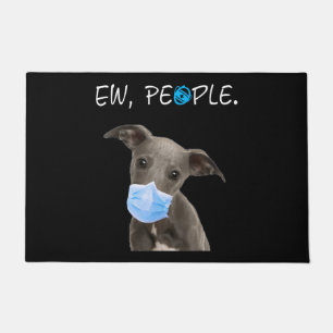 Whippet Hund Ew Menschen tragen eine Gesichtsmaske Fußmatte