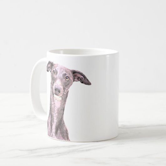 Whippet Hund Geschäftsname Tier Niedlich Kaffeetasse (Vorderseite Links)