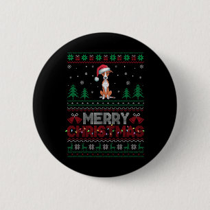 Whippet Hund liebt Weihnachtsmannmütze Weihnachtsb Button
