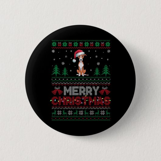 Whippet Hund liebt Weihnachtsmannmütze Weihnachtsb Button (Vorderseite)