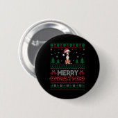 Whippet Hund liebt Weihnachtsmannmütze Weihnachtsb Button (Vorne & Hinten)