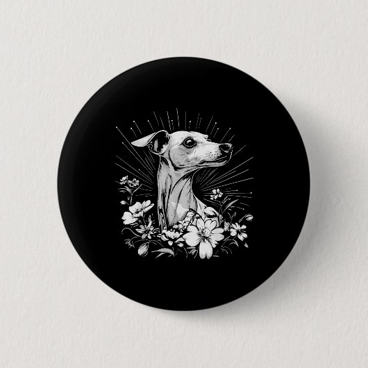 Whippet Hund Lover Retro Stil Tattoo Button (Vorderseite)