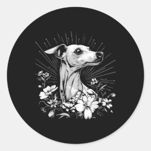 Whippet Hund Lover Retro Stil Tattoo Runder Aufkleber
