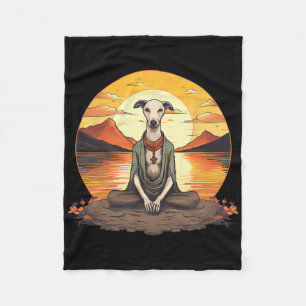 Whippet Hund Meditation Yoga Männer Frauen Kinder Fleecedecke