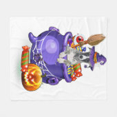 Whippet Hund mit Hexenhut Candy Pumpkin Halloween Fleecedecke (Vorderseite (Horizontal))