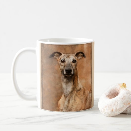 Whippet-Hund-Name Kaffeetasse (Mit Donut)