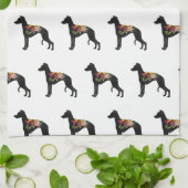 Whippet Hund Rasse Bohemische Blütensattel Geschirrtuch (Gefaltet)